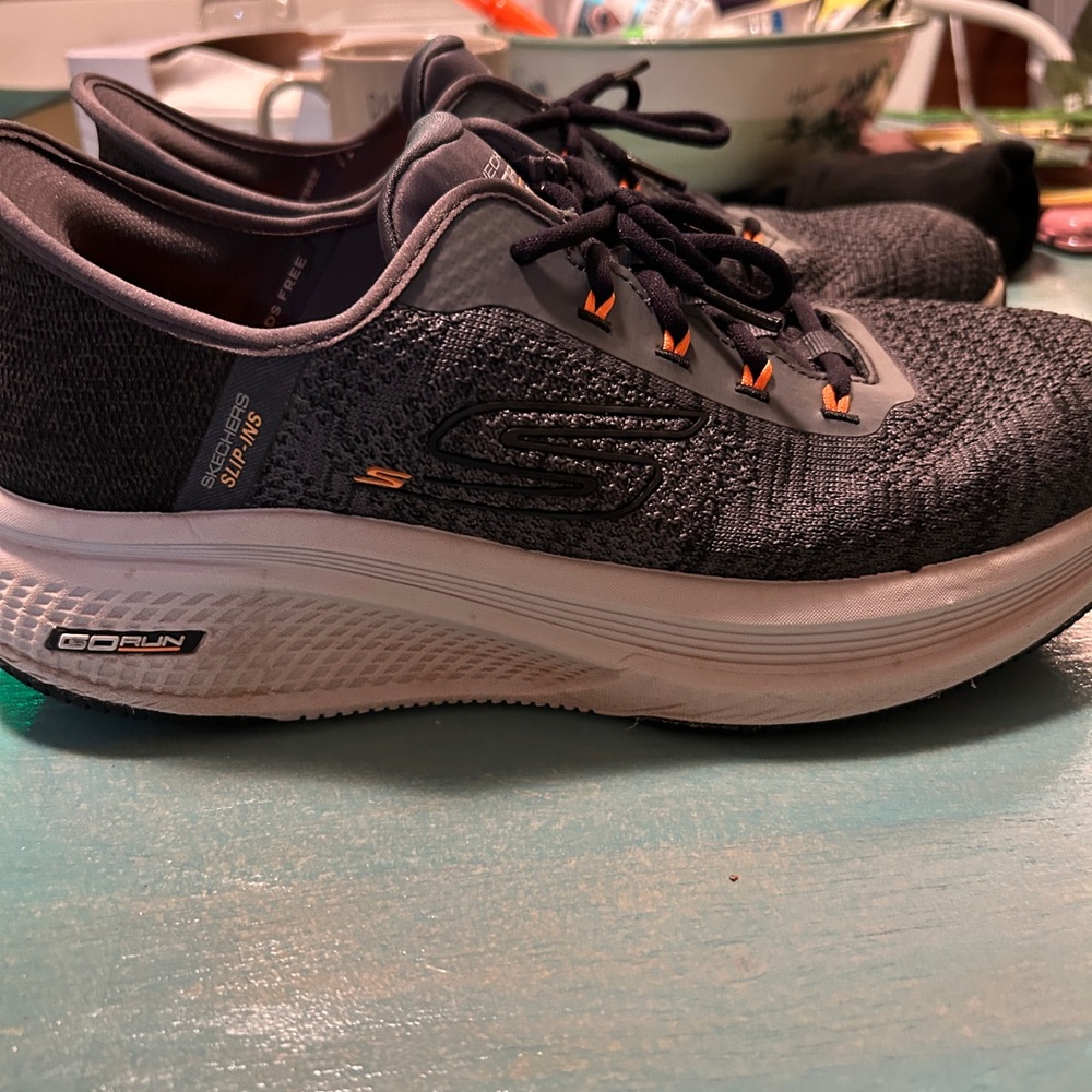 Skechers Charcoal and Orange Sneakers